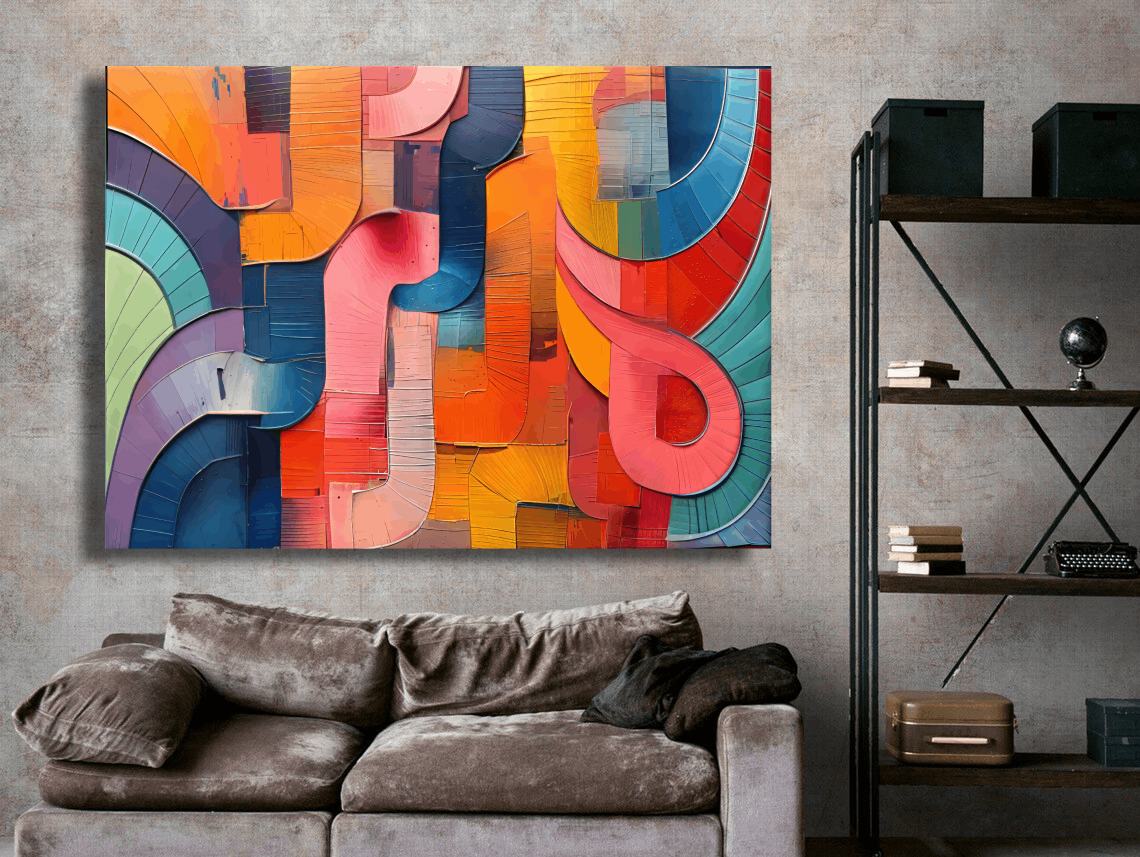 Vibrant Curves of Color Harmony Wall Art