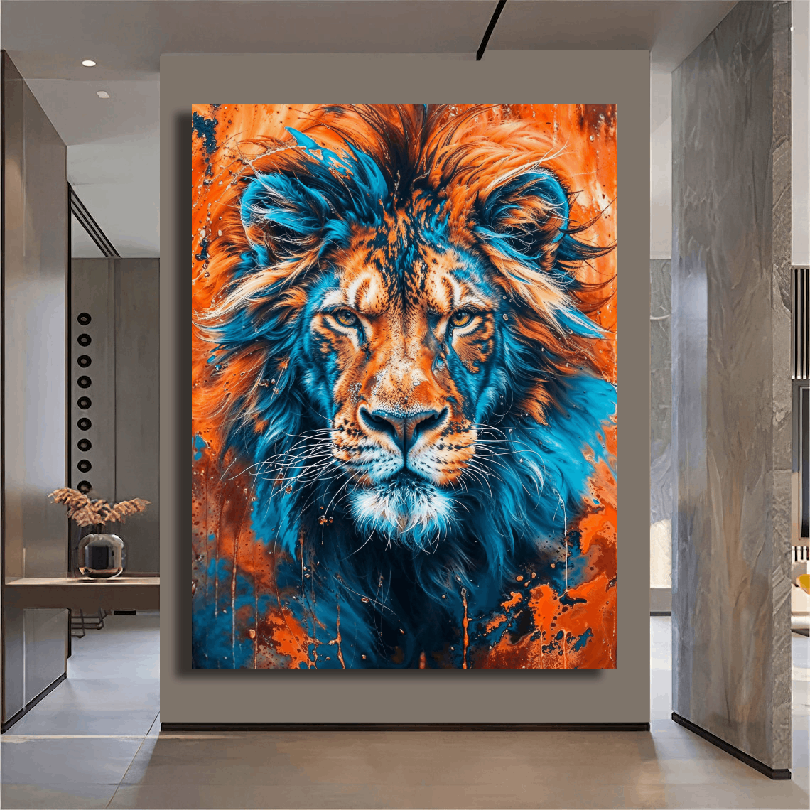 Vibrant Fierce Lion Portrait Wall Art