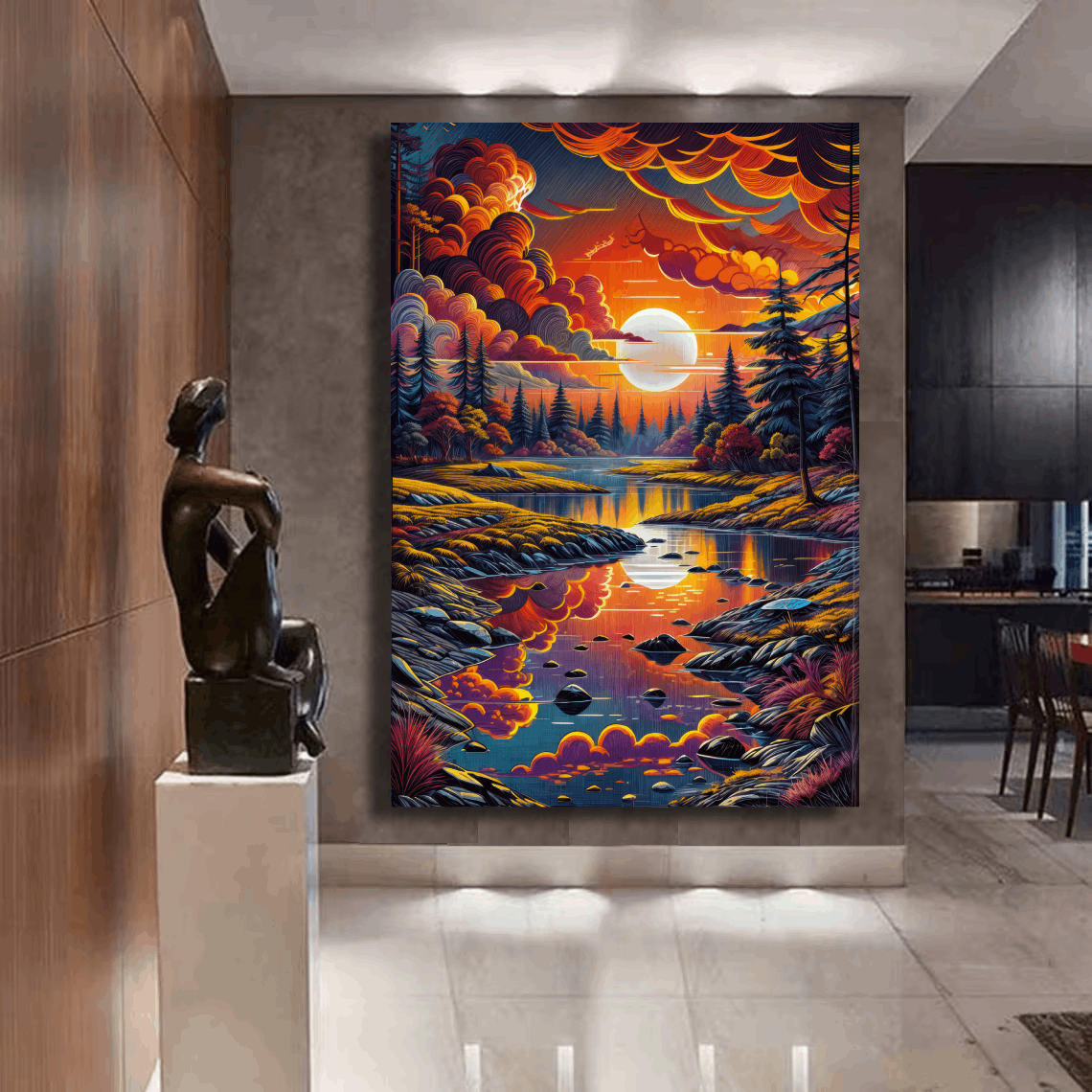 Vibrant Surreal Sunset Reflection Dream Wall Art