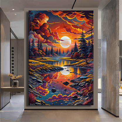 Vibrant Surreal Sunset Reflection Dream Wall Art