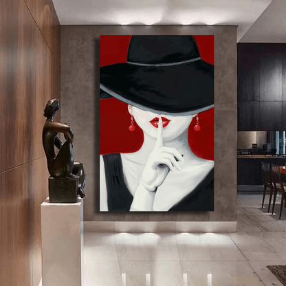 Woman with Red Lipstick & Earrings Wall Art