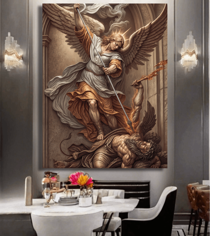 Angel Fighting Demon Painting Wall Art