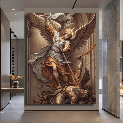 Angel Fighting Demon Painting Wall Art