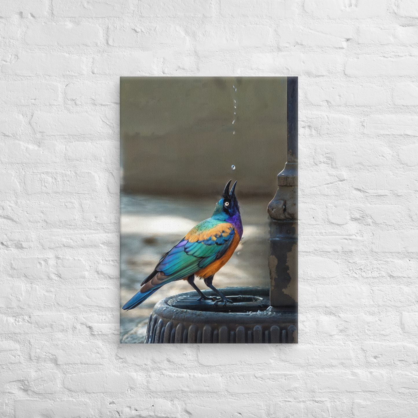 Bird Drinking Water Wall Art