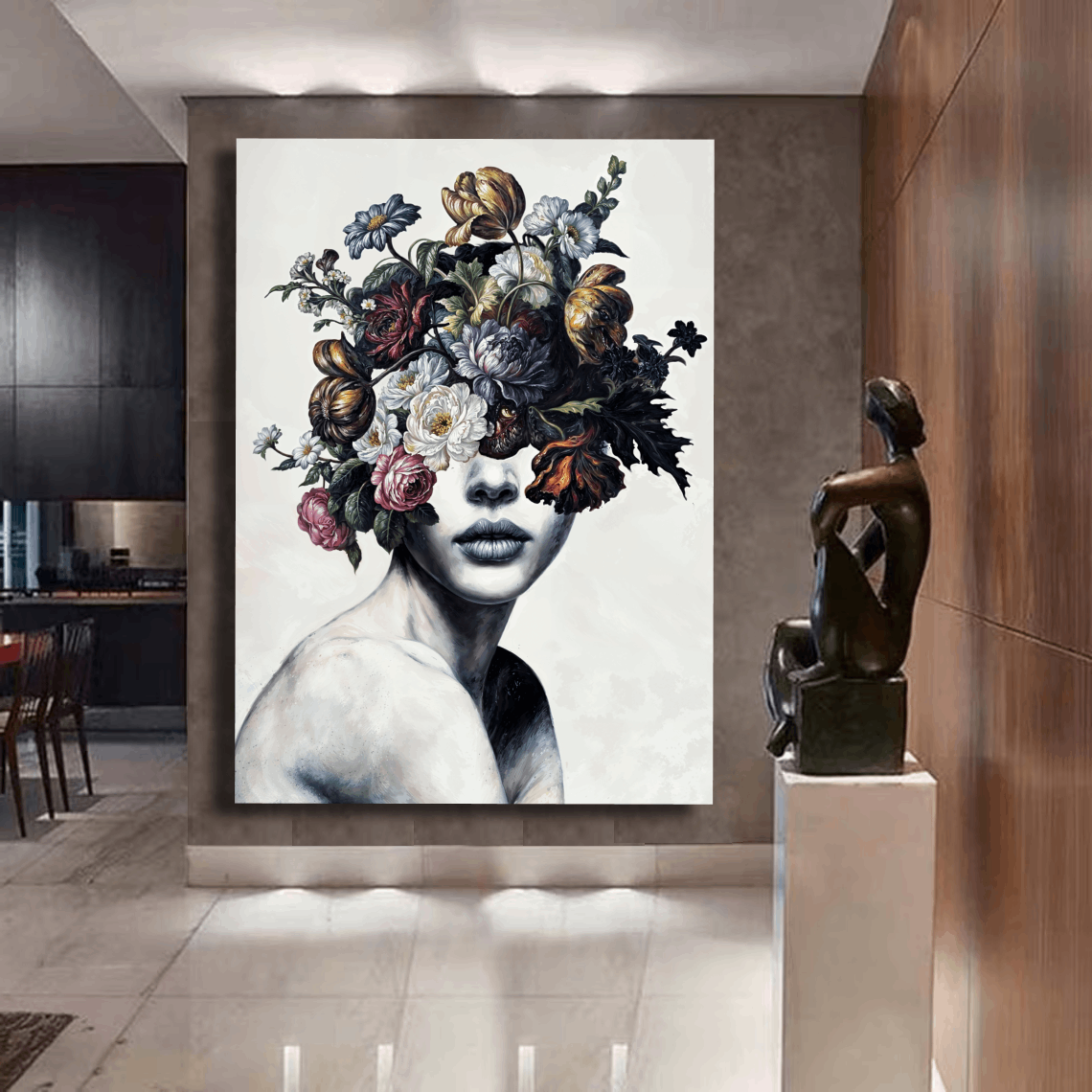 Flowers Face Abstract Wall Art