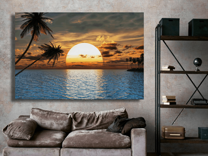 Tropical Sunset Water Wall Art